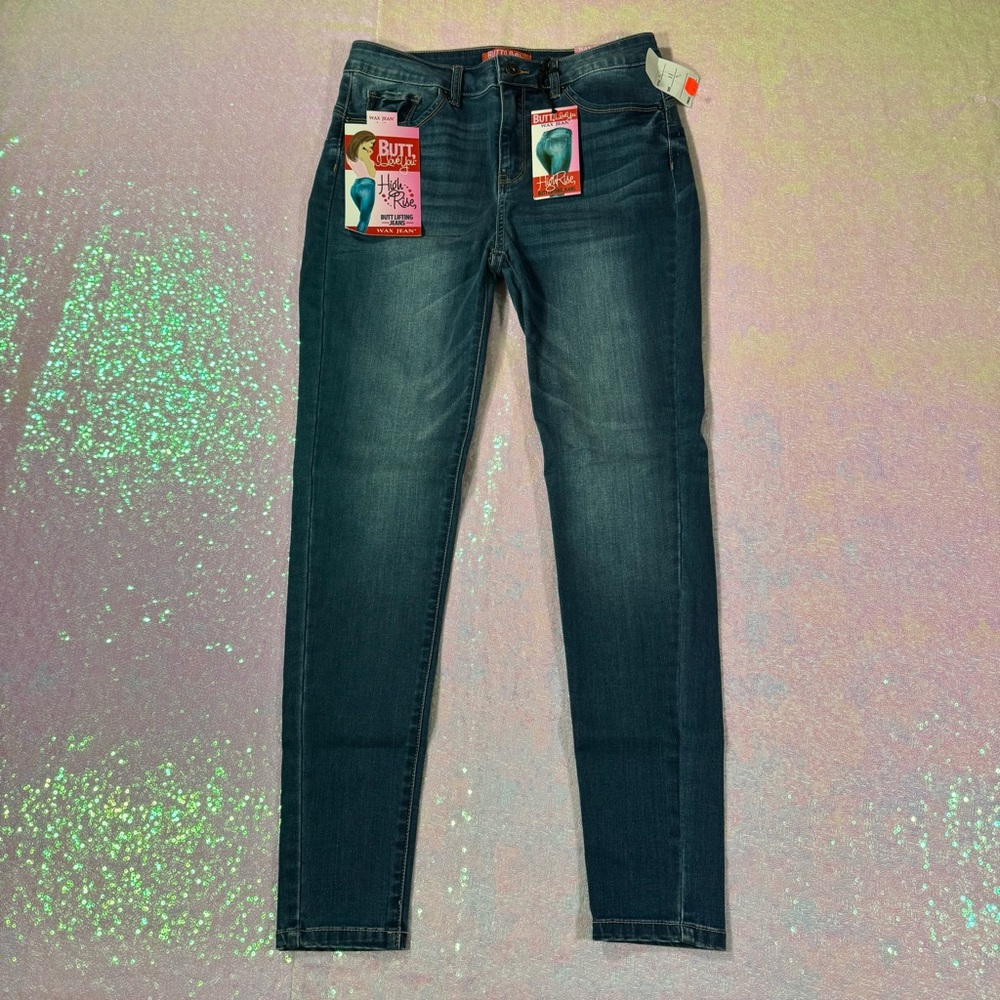 medium blue high-rise butt-lifting skinny jeans - Picture 6 of 7